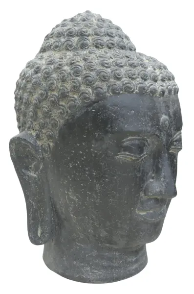 Product image of the product “Buddha head, 48x48x75cm, cast stone, hollow, handcrafted & coloured 75 cm”